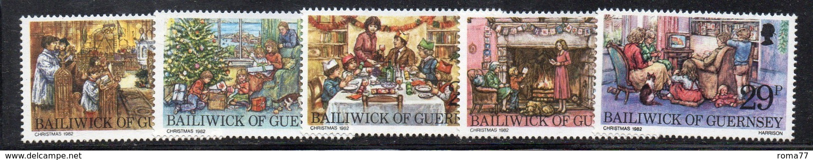 GUERNSEY GUERNESEY 1982, La Serie Unificato N. 257/261 *** MNH (2380A) Natale Christmas - Guernesey