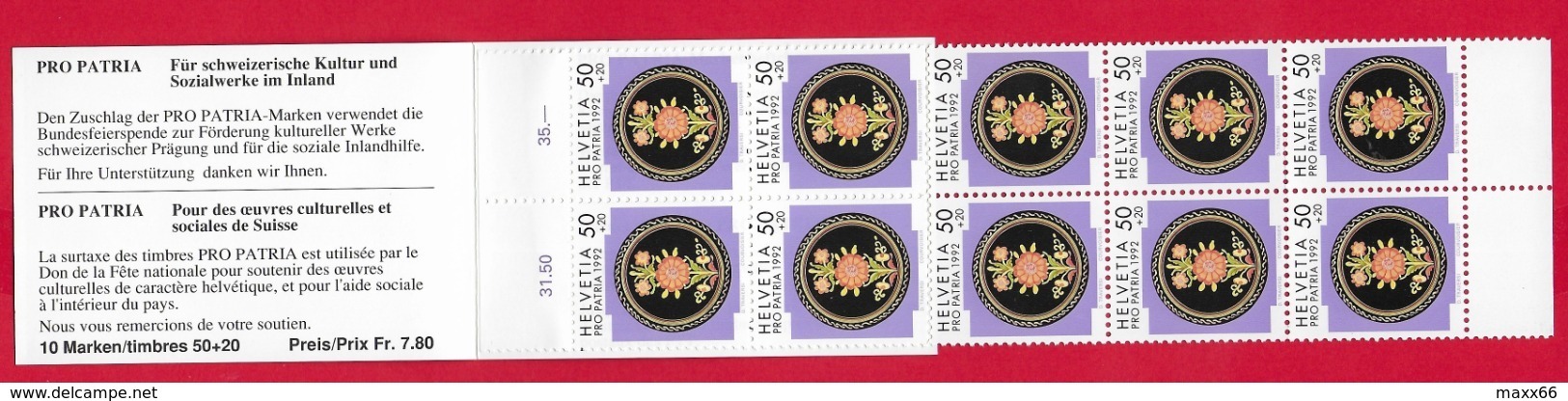 LIBRETTO SVIZZERA MNH - PRO PATRIA 1992 - 10 X 50 + 20 Cent. - Unused Stamps