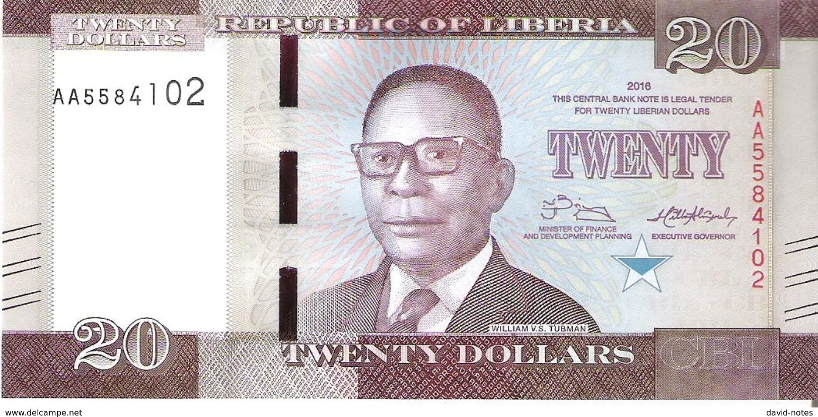 Liberia - Pick 33 - 20 Dollars 2016 - Unc - Liberia