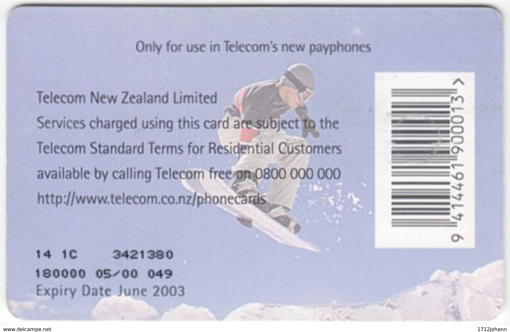 NEW ZEALAND A-714 Chip Telecom - Leisure, Snowboarding - Used - Neuseeland