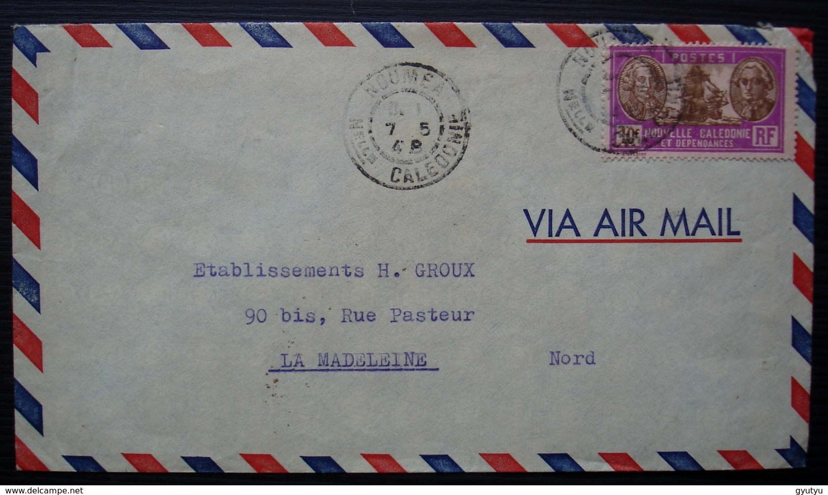 Nouvelle Calédonie Nouméa 1948, Lettre De Jean Turille Ingénieur Importation Exportation Pour La Madeleine (Nord) - Storia Postale