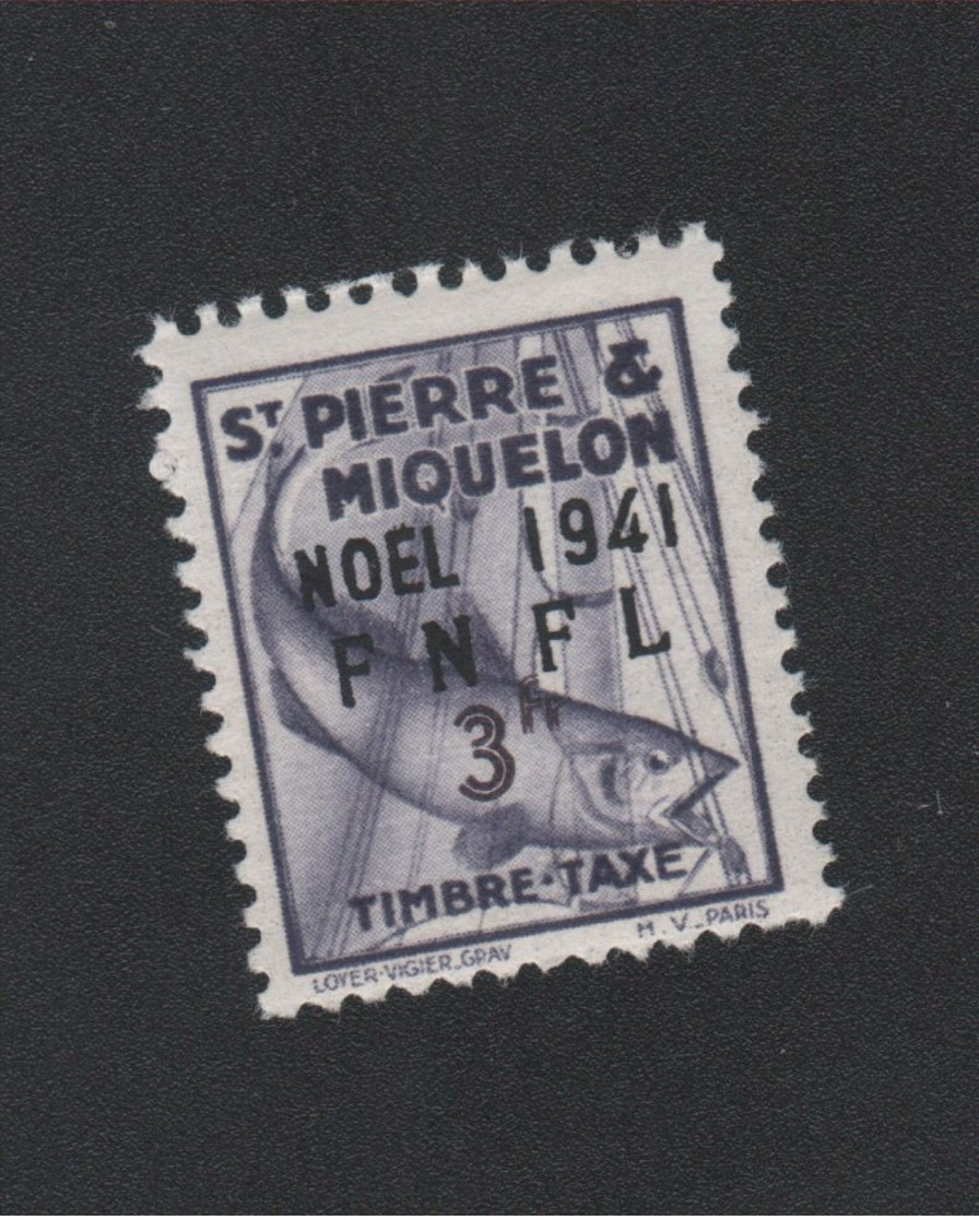 Faux Saint-Pierre Et Miquelon Taxe N° 51 3 F Gomme Charnière - Impuestos