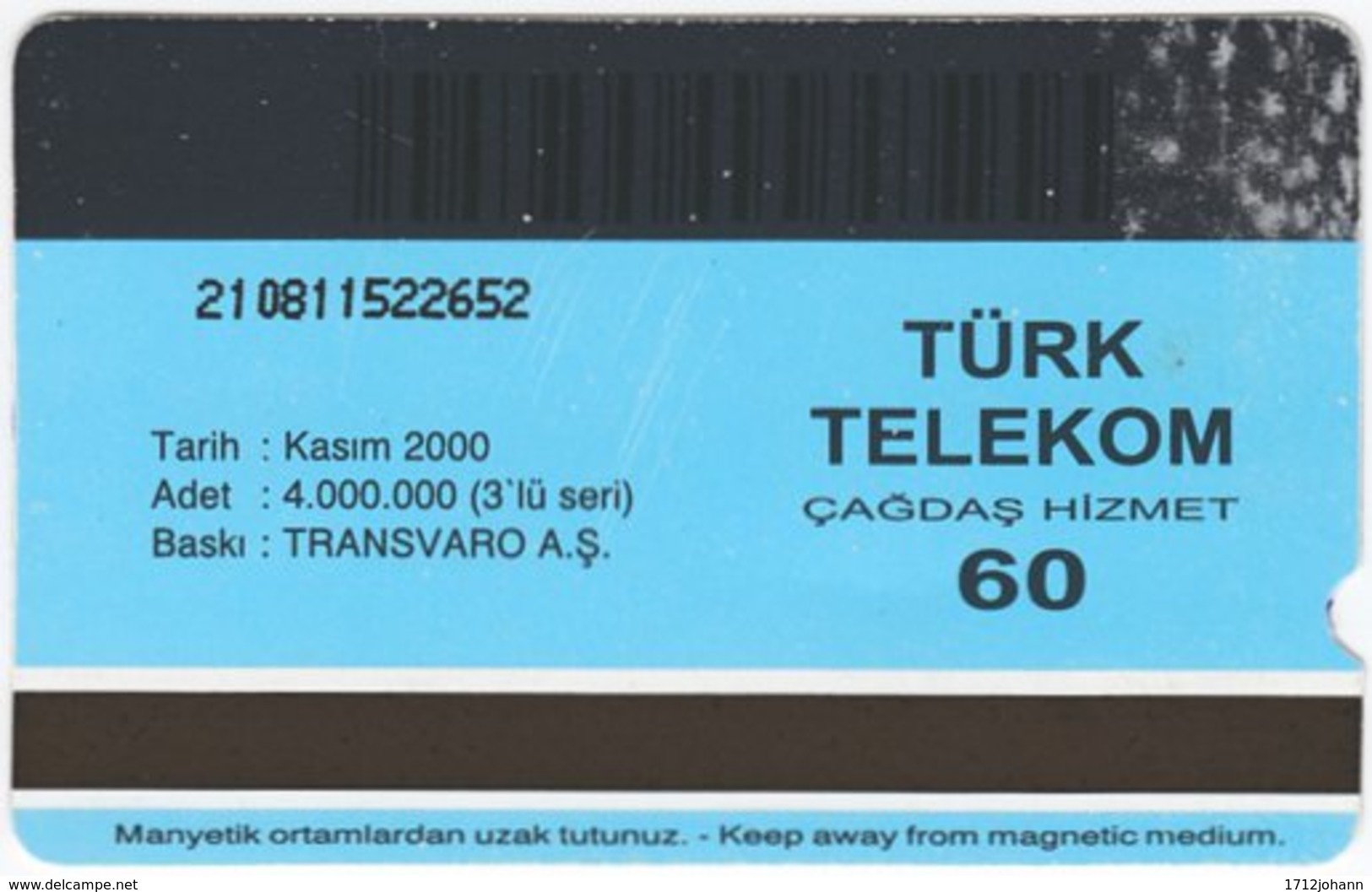 TURKEY B-944 Magnetic Telekom - Communication, Historic Telephone - Used - Türkei