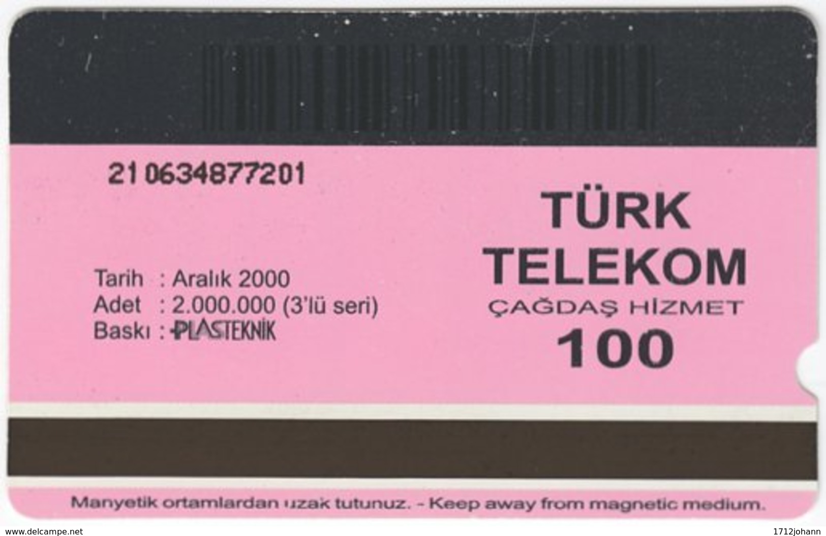 TURKEY B-955 Magnetic Telekom - Communication, Historic Telephone - Used - Turkey