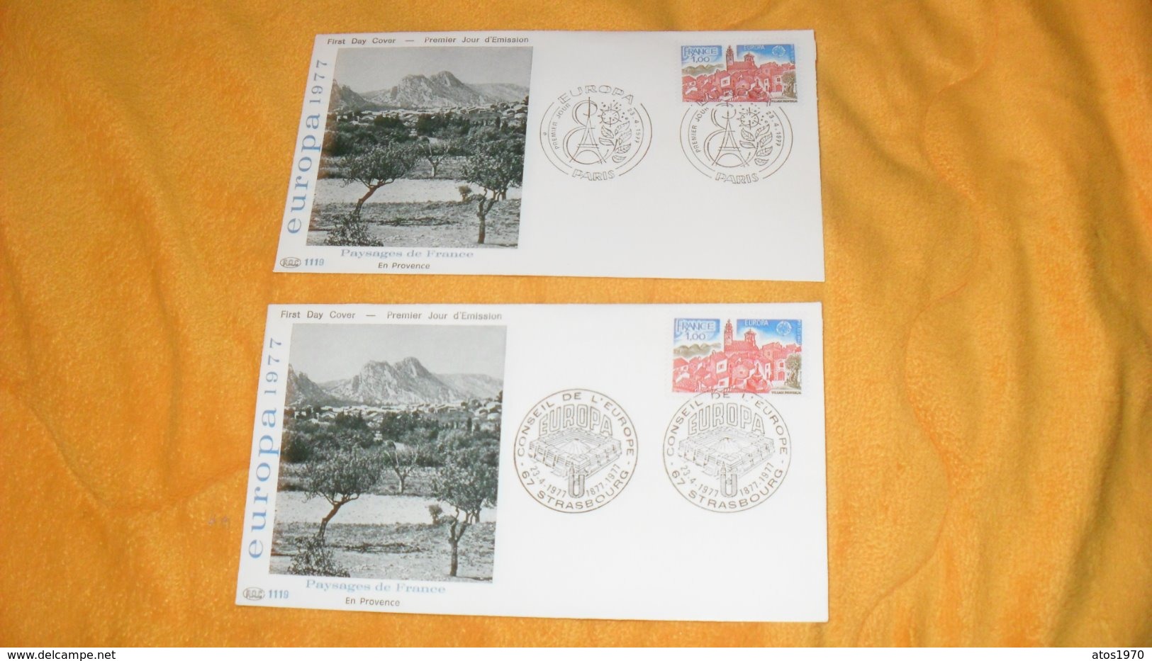 LOT DE 2 ENVELOPPES FDC DE 1977. / EUROPA 1977..EN PROVENCE....CACHETS PARIS ET STRASBOURG  + TIMBRE - 1970-1979