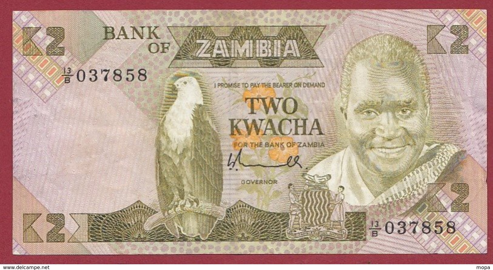 Zambie 2 Kwacha 1980/88  (Sign 5) Dans L 'état N°34 - Zambie
