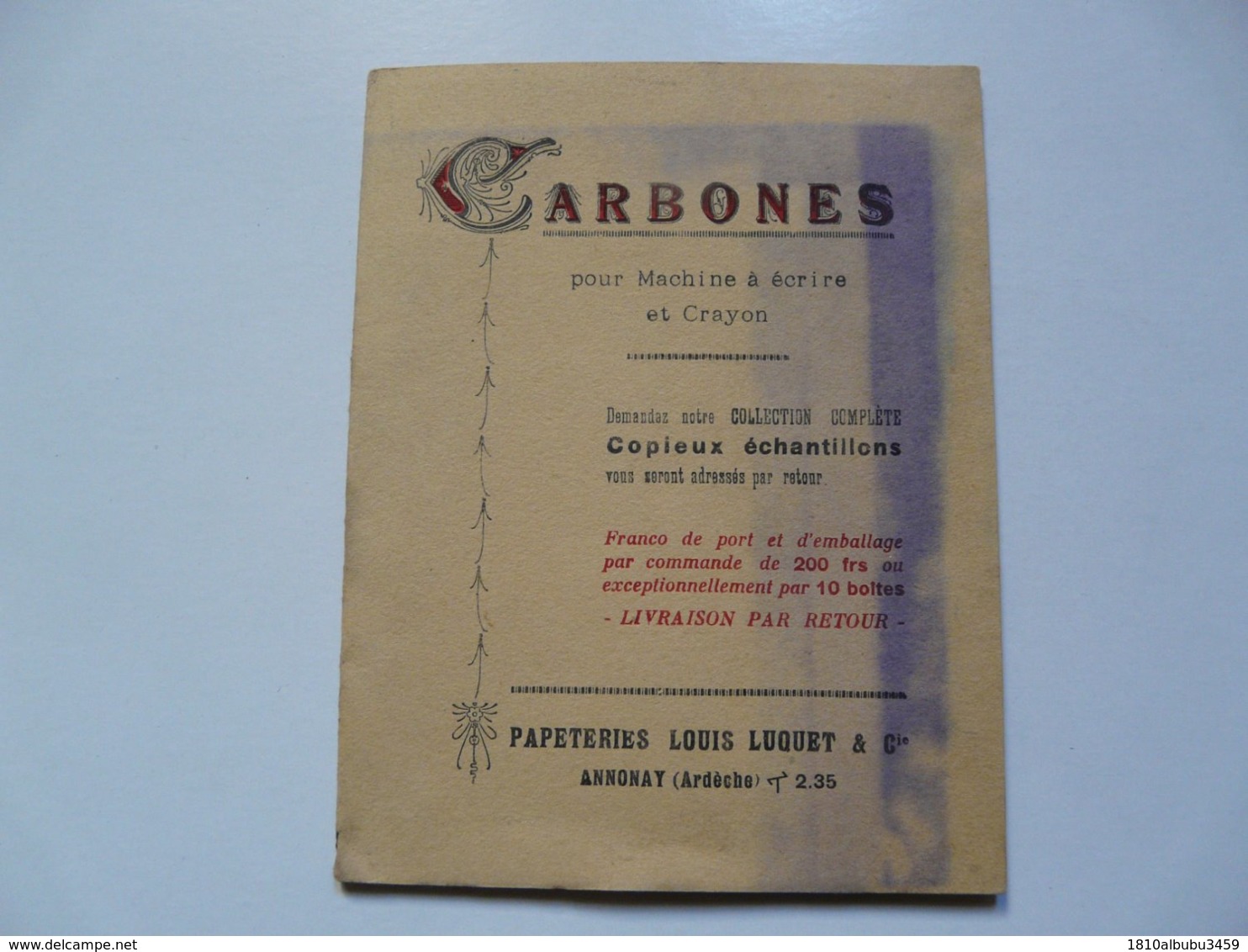 VIEUX PAPIERS - PUBLICITE : CARBONES Pour Machine à écrire - Papèteries L. LUGUET - Reclame