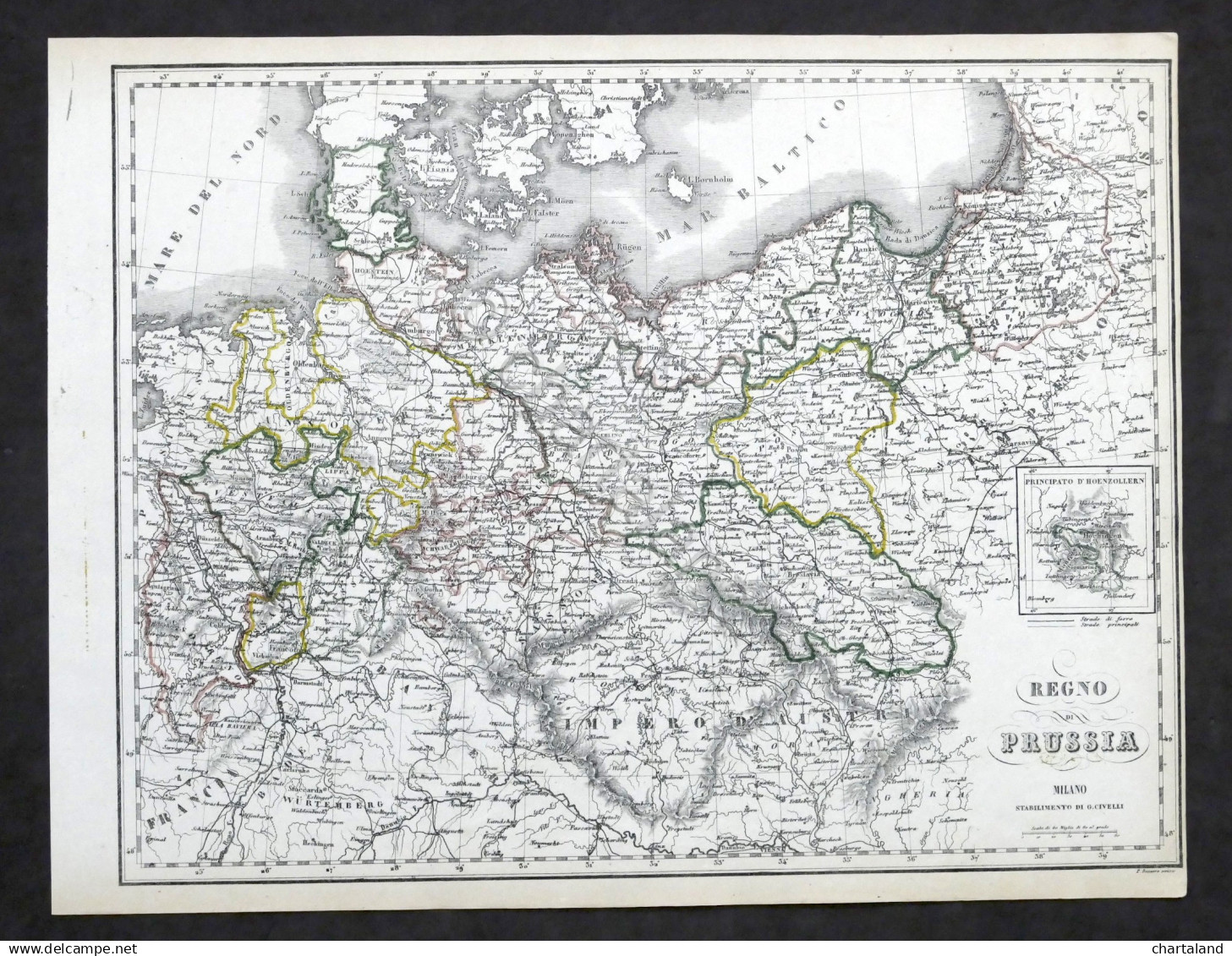 Carta Geografica - Regno Di Prussia - Stabilimento Civelli - 1880 Ca. - Altri & Non Classificati