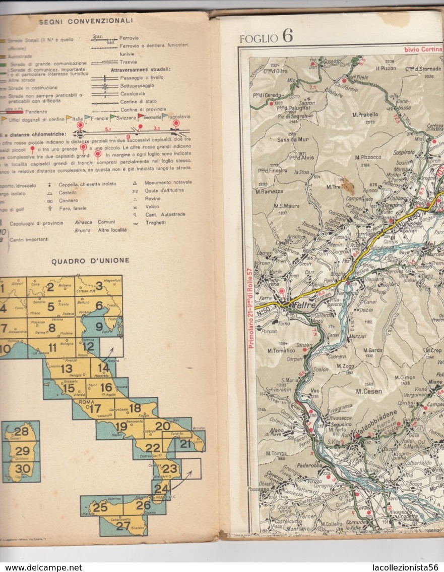 9528-CARTA AUTOMOBILISTICA D'ITALIA AL 200.000-FOGLIO 6-TRIESTE - Carte Stradali