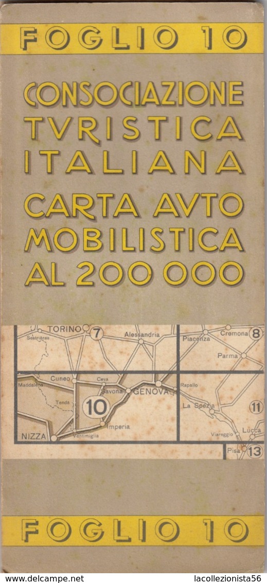 9529-CARTA AUTOMOBILISTICA D'ITALIA AL 200.000-FOGLIO 10-GENOVA - Carte Stradali