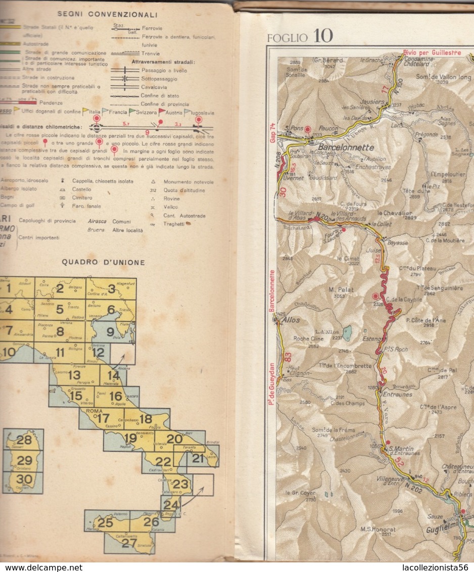 9529-CARTA AUTOMOBILISTICA D'ITALIA AL 200.000-FOGLIO 10-GENOVA - Wegenkaarten