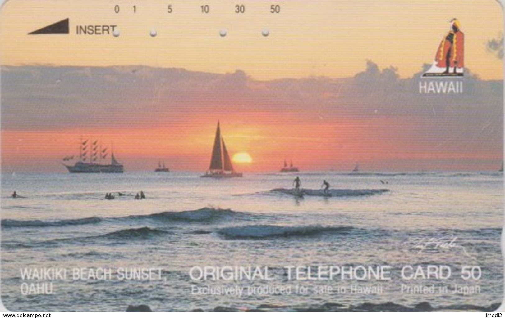 Télécarte Japon / 110-28501 - Site HAWAII - Série KING LOGO ROI 1  Coucher De Soleil - SUNSET Japan Phonecard - 492 - Paisajes
