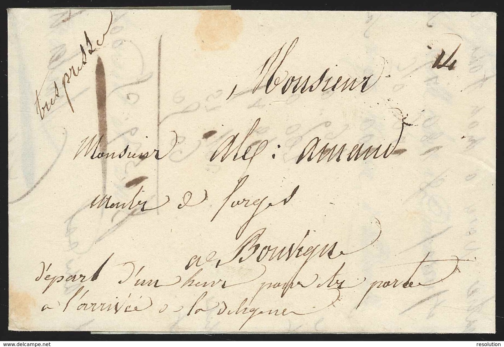 L. Datée 1836 De NAMUR Vers BOUVIGNES + Manuscrit "Départ D'une Heure Pour … Diligence" - 1830-1849 (Belgique Indépendante)