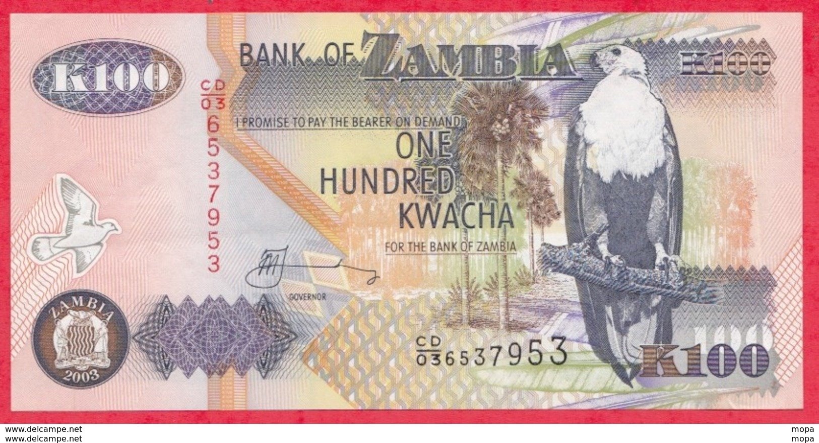 Zambie 100 Kwacha 2003 (sign 12)  UNC N °61 - Zambie