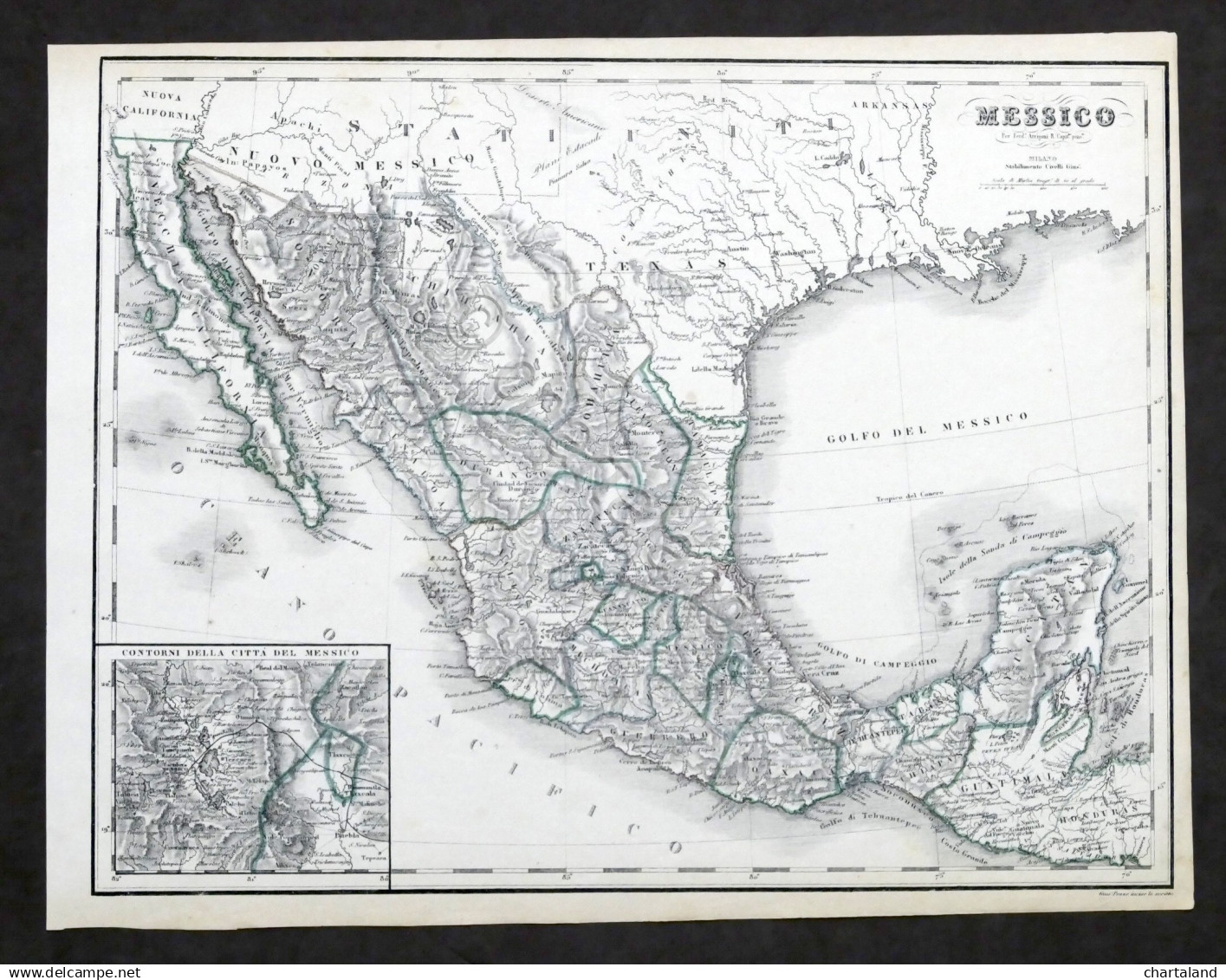 Carta Geografica - Messico - Ed. Stabilimento Civelli - 1880 Ca. - Altri & Non Classificati