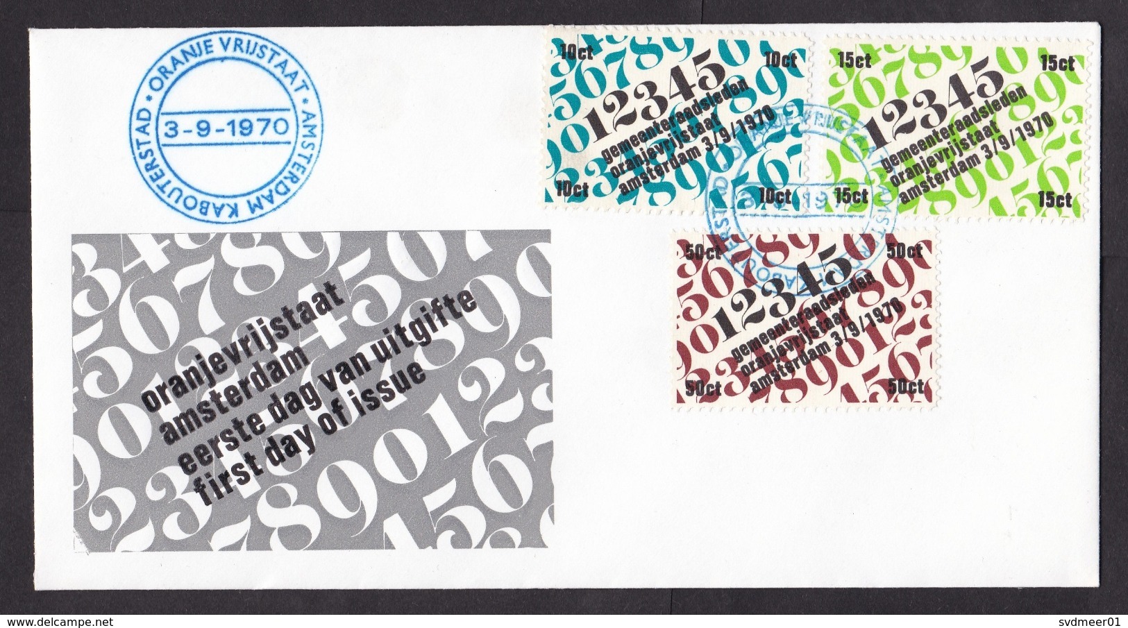 Netherlands: FDC First Day Cover 1970, 3 Cinderella Stamps, Local Post Service Oranjevrijstaat Amsterdam (traces Of Use) - Brieven En Documenten