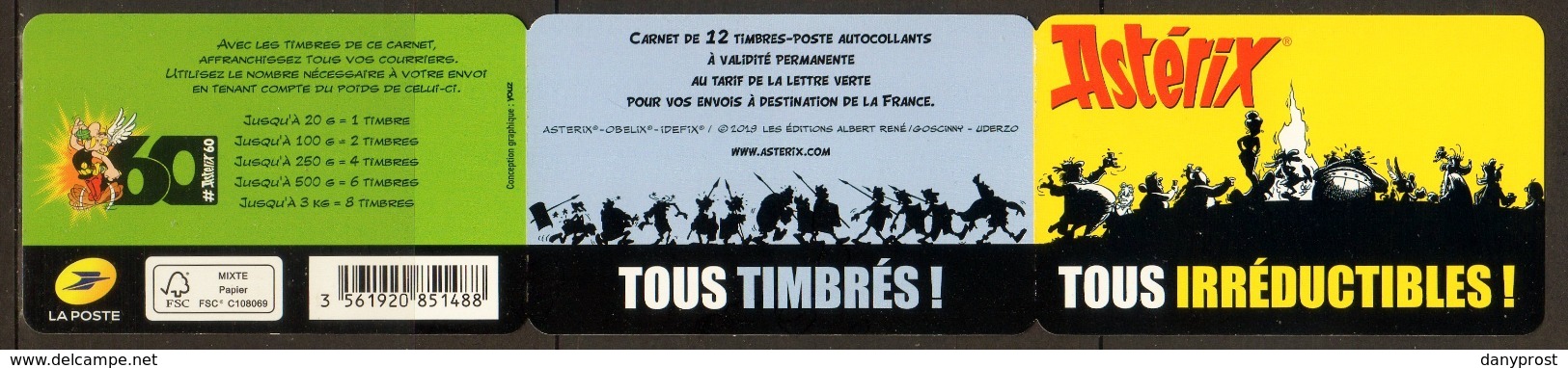 FRANCE 2019 / CARNET De 12 TIMBRES ADHESIFS Lettre Verte   "  Astérix  " /  NEUF XX SUPERBE - Personnages