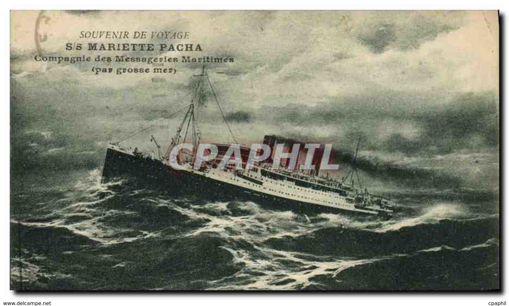 CPA Bateau Paquebot SS Mariette Pacha Compagnie Des Messageries Maritimes Par Grosse Mer - Paquebots