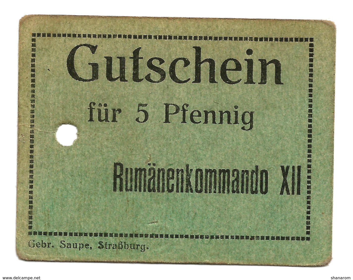 1914- 1918 // P.O.W. // Bon De Prisonnier De Guerre RUSSE // RUMÄNENKOMMANDO XII // 5 Pfennig - Buoni & Necessità