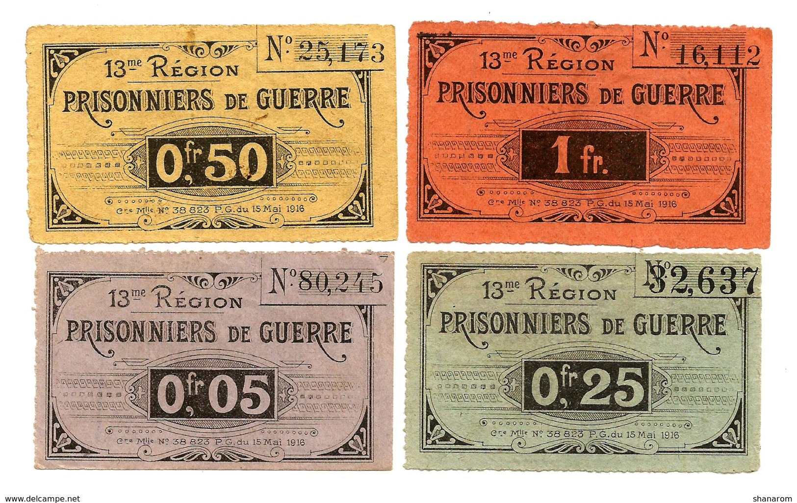 1914-1918 // P.O.W. // Bon De Prisonnier De Guerre // RIVE-DE-GIER (Loire) // 5 / 25 / 50 Centimes & 1 Franc - Bons & Nécessité