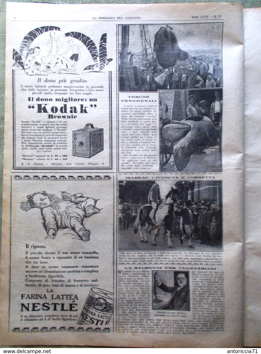 La Domenica Del Corriere 6 Luglio 1930 Infiorata Genzano Tespi Milo Congo Belga - Altri & Non Classificati