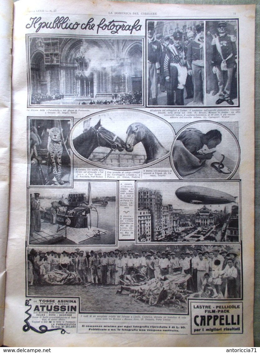 La Domenica Del Corriere 6 Luglio 1930 Infiorata Genzano Tespi Milo Congo Belga - Altri & Non Classificati