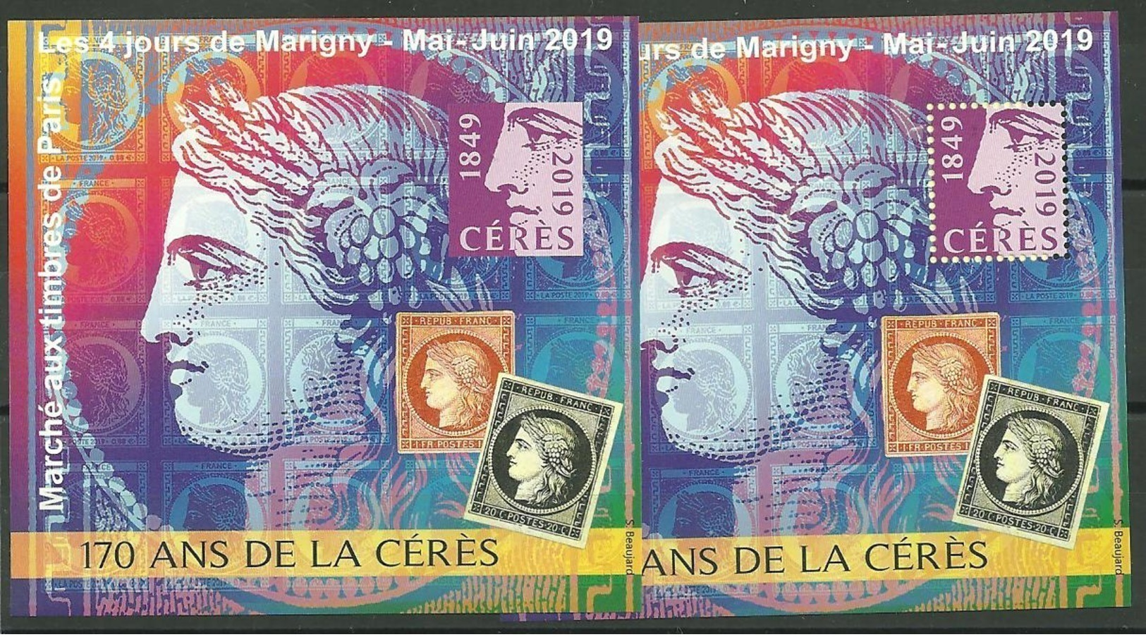 Blocs Marigny 2019  Les 170 Ans Du Timbre Cérès - Neufs