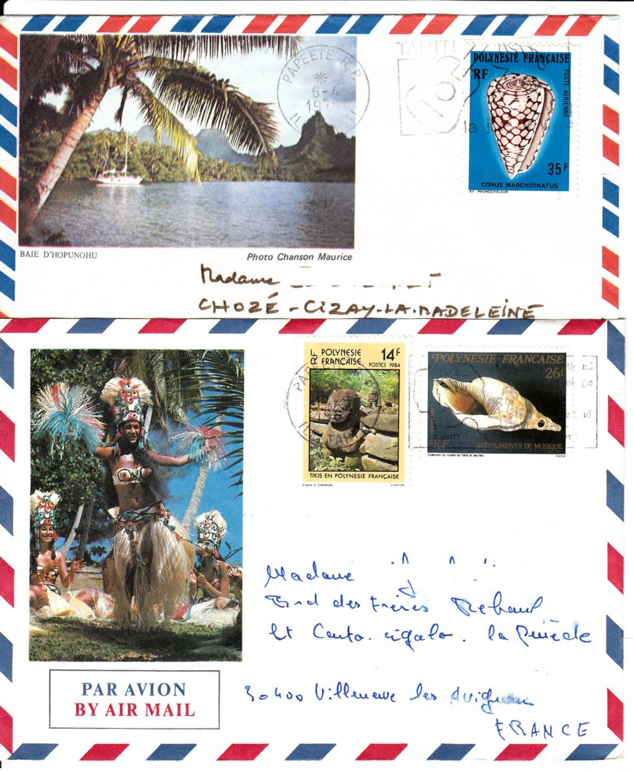 POLYNESIE FRANCAISE - Lot De 2 Lettres  De Papeete Pour La France - Altri & Non Classificati