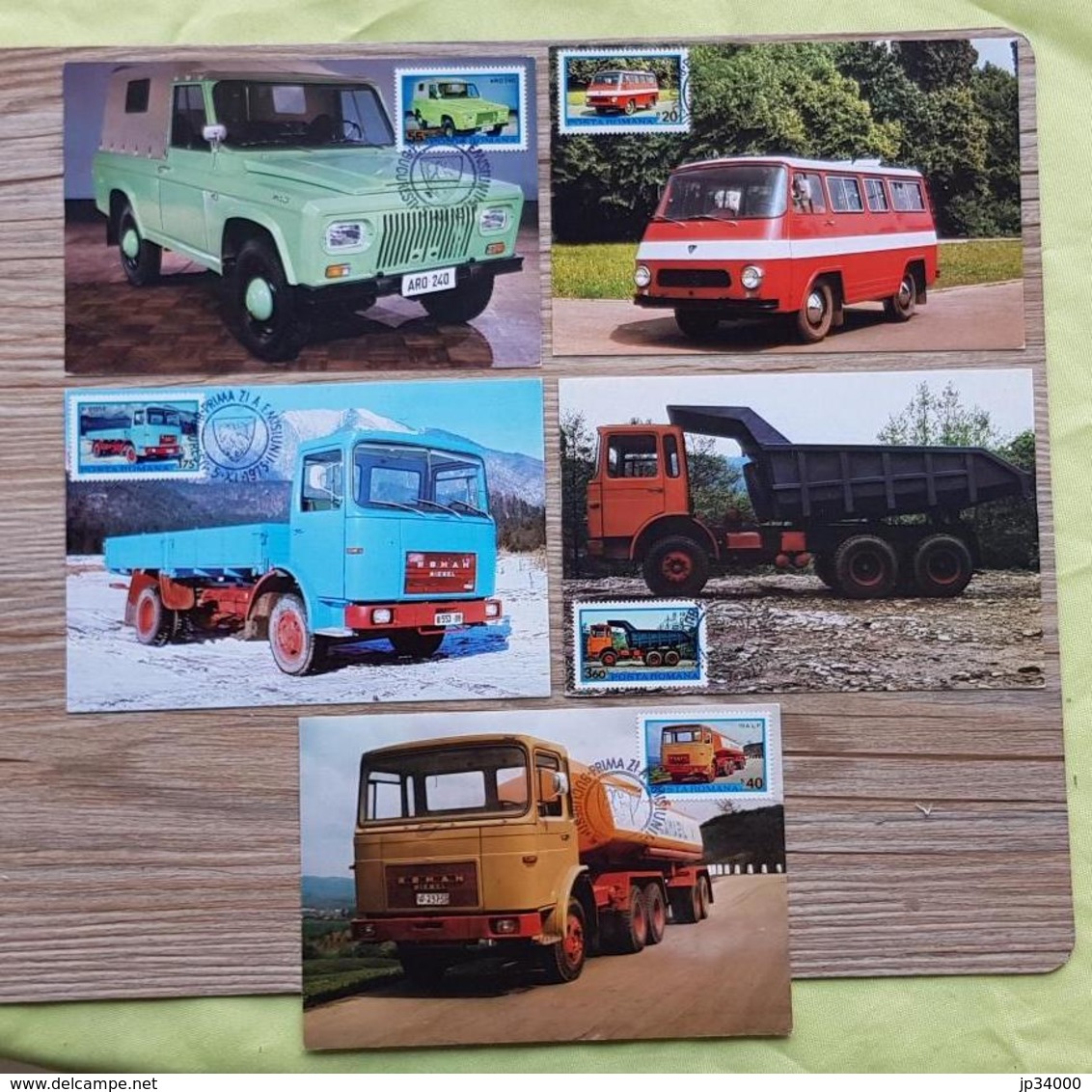 ROUMANIE, Camion, Camions, Camionette, 5 Cartes Maximums 1 Er Jour, En 1975 - Camiones