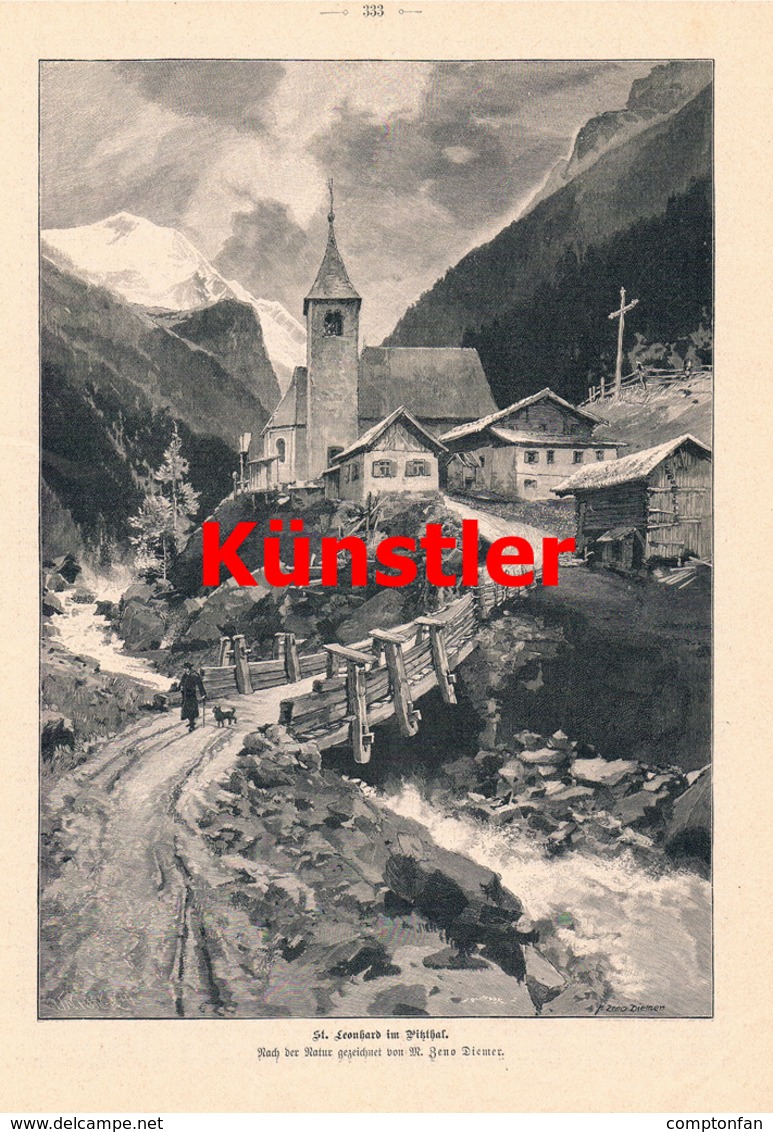 D101 1319 Zeno Diemer St. Leonhard Pitztal Ötztal Druck 1895 !! - Altri & Non Classificati