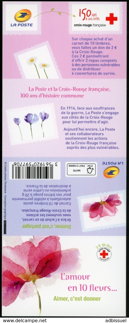 BC 2058 NEUF TB / Autocollants / "l'amour En 10 Fleurs, 150ème Anniversaire De La Croix Rouge" / Valeur Timbres : 8.8€ - Croix Rouge