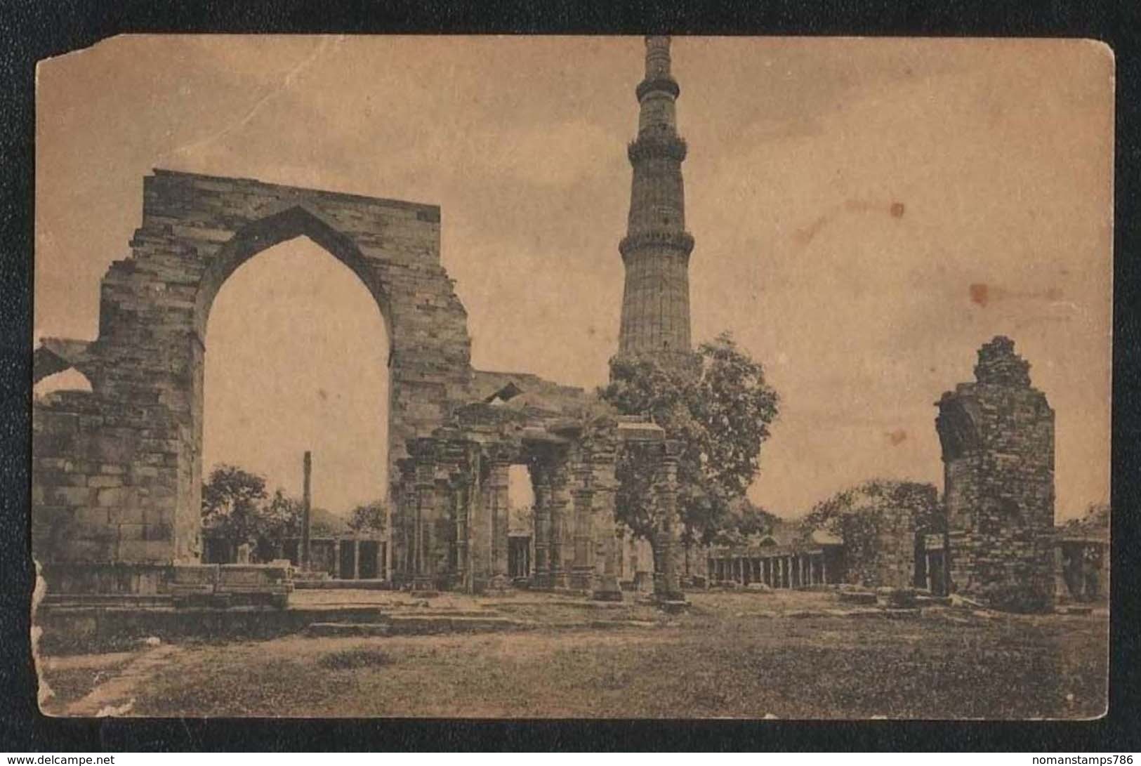 British India Black & White Picture Postcard General View Kutub Mosque And Ruins Deihi View Card - India