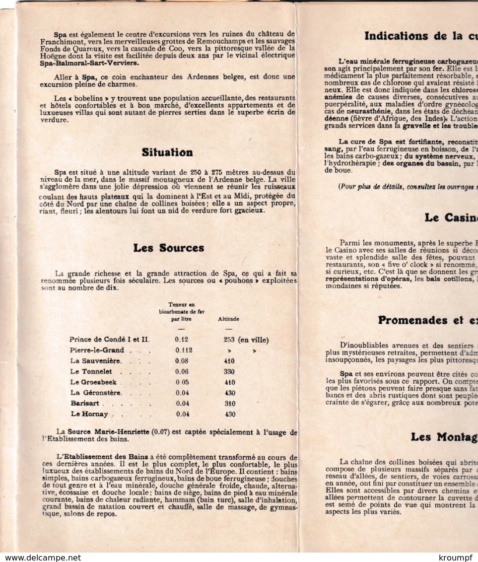 SPA Et Ses Environs 1913 Chemins Fer état Belge - Tourism Brochures