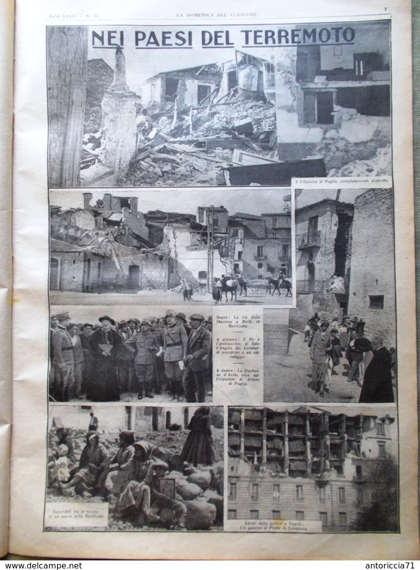 La Domenica Del Corriere 3 Agosto 1930 Terremoto Irpina Vulture Bruneri Canella - Altri & Non Classificati