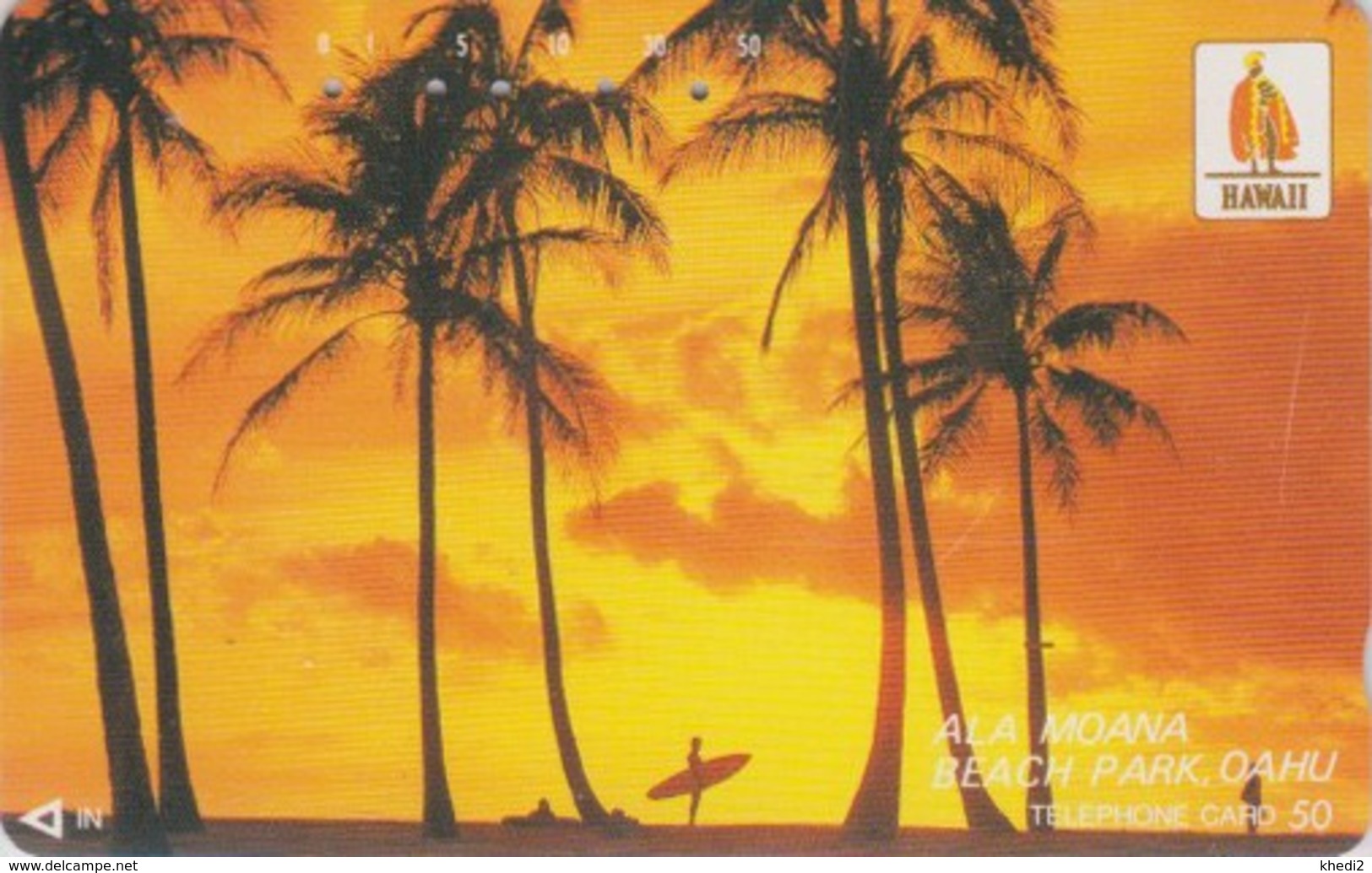 Télécarte Japon / 110-33813 - Site HAWAII - Série KING LOGO ROI 2 - ALA MOANA BEACH OAHU SUNSET SURF Japan Phonecard 508 - Paysages