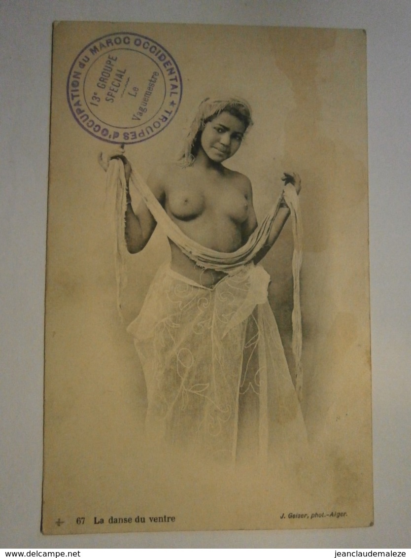 Maroc La Danse Du Ventre Seins Nus,écrite 1915,bel état Tâche Au Recto,pas Commun,J Geiser,tampon Militaire - Autres & Non Classés