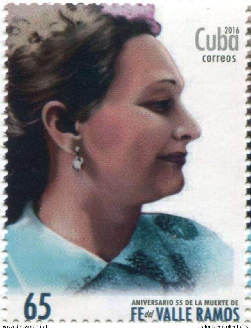Lote CU2016-16, Cuba, 2016, Sello, Stamp, Aniversario 55 De La Muerte De Fe Del Valle Ramos, Woman, Hero, Militia - Otros & Sin Clasificación