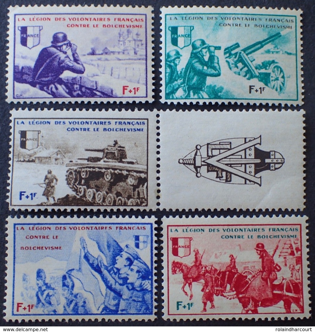 R1615/1091 - 1942 - LVF ❤️❤️❤️❤️❤️ SERIE " BORODINO " ❤️❤️❤️❤️❤️ L'AFFAIRE DU JOUR ❤️❤️❤️❤️❤️N°6 à 10 TIMBRES NEUFS* - Libération