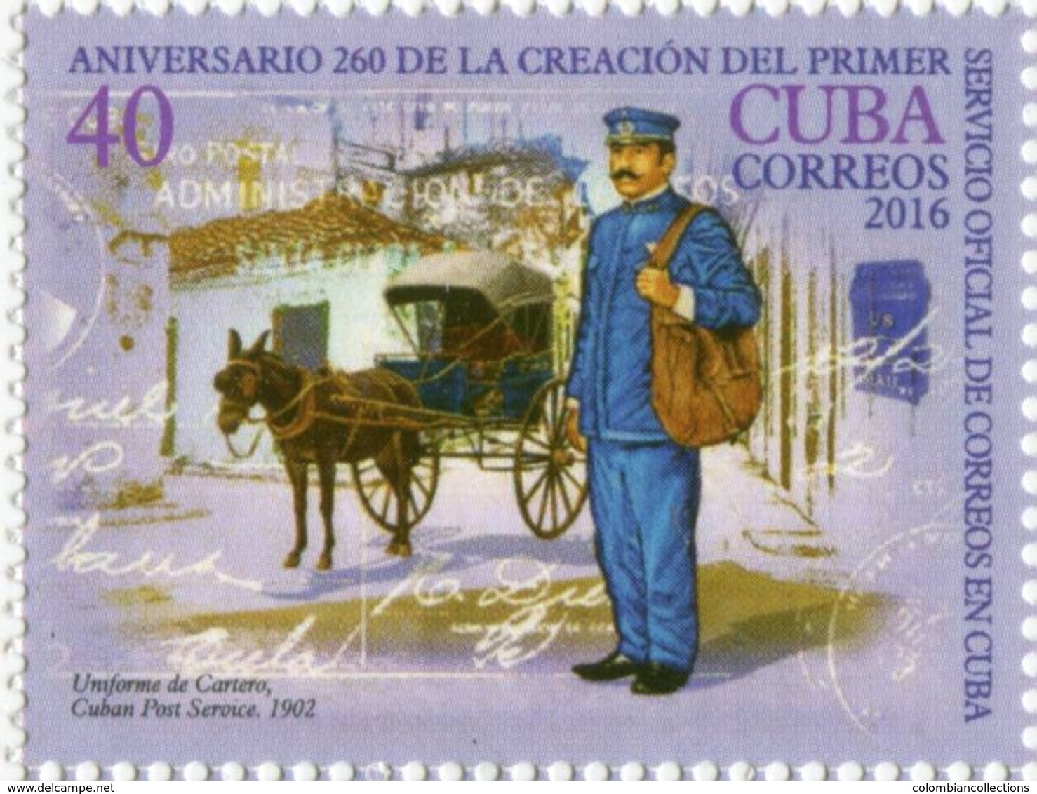 Lote CU2016-17, Cuba, 2016, Sello, Stamp, Creacion Del 1er Servicio Oficial De Correos, 4v, Bicycle, Sailboat, Horse - Otros & Sin Clasificación