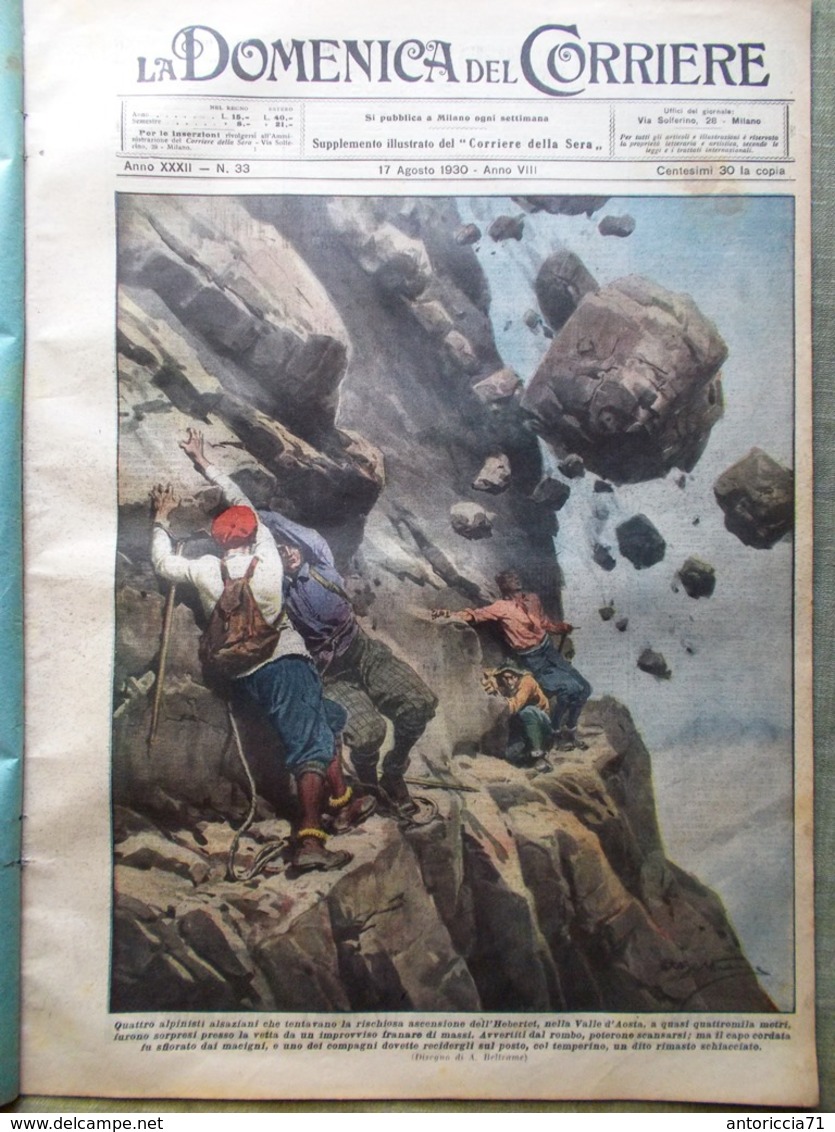La Domenica Del Corriere 17 Agosto 1930 Perosi Smemorato Collegno Canpur Bagni - Altri & Non Classificati