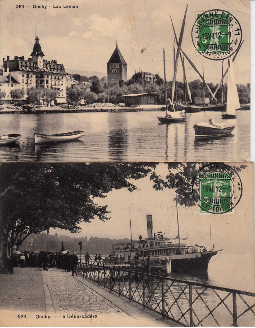 SUISSE - 1912 - Lot De 2 Cartes Postales De Lausanne-gare Pour Nantes - Lettres & Documents