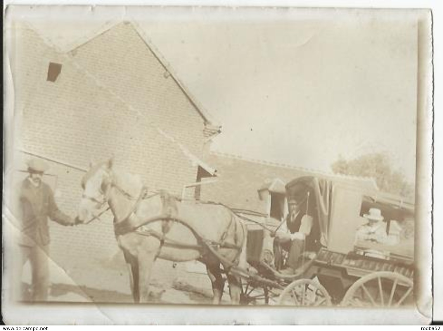 Rare Photo Ancienne - Vers 1900 - Dizocourt Jaux - Oise 60 - Voiture De Mr Campion - Attelage Cheval - Lieux