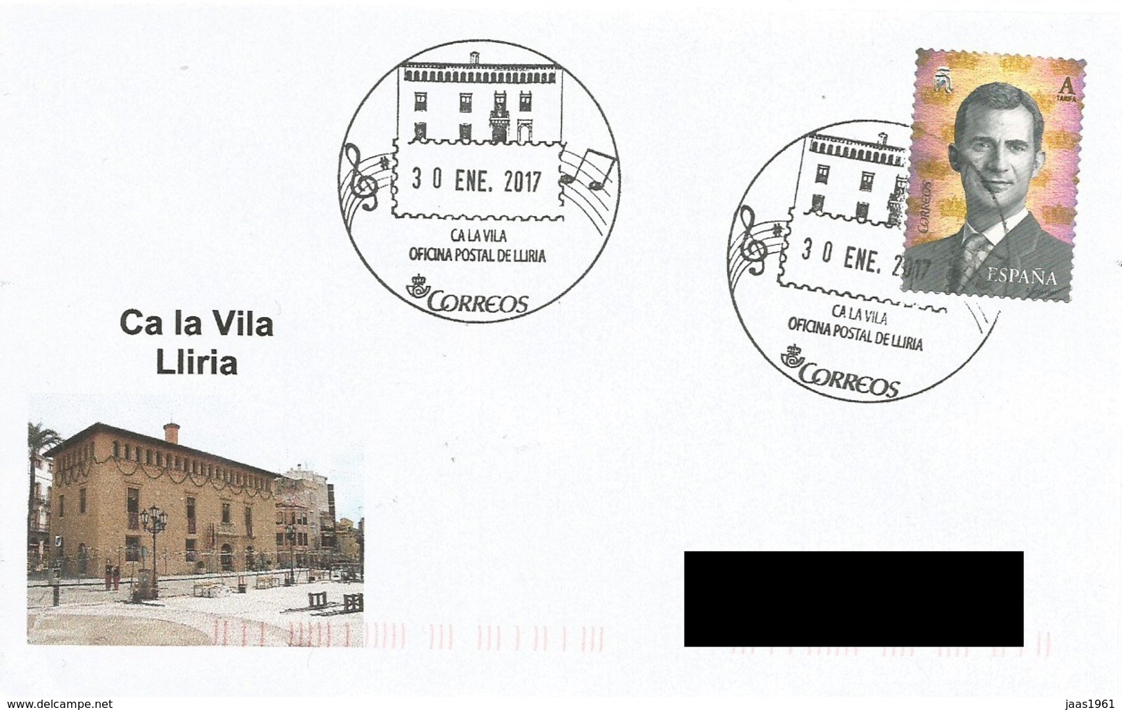 SPAIN. POSTMARK CA LA VILA. LLIRIA. 2017 - Otros & Sin Clasificación