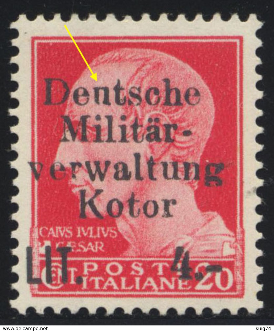 1944 CATTARO - KOTOR N.1-6 NUOVI** INTEGRI CON RARA VARIETA' CERT. BIONDI - MNH +OVERPRINT VARIETY BIONDI EXPERTISE - German Occ.: Cattaro