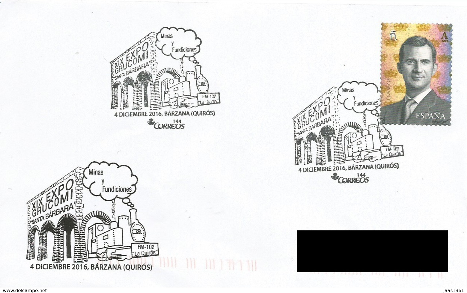 SPAIN. POSTMARK MINING. RAILROAD. BARZANA (QUIROS) 2016 - Otros & Sin Clasificación