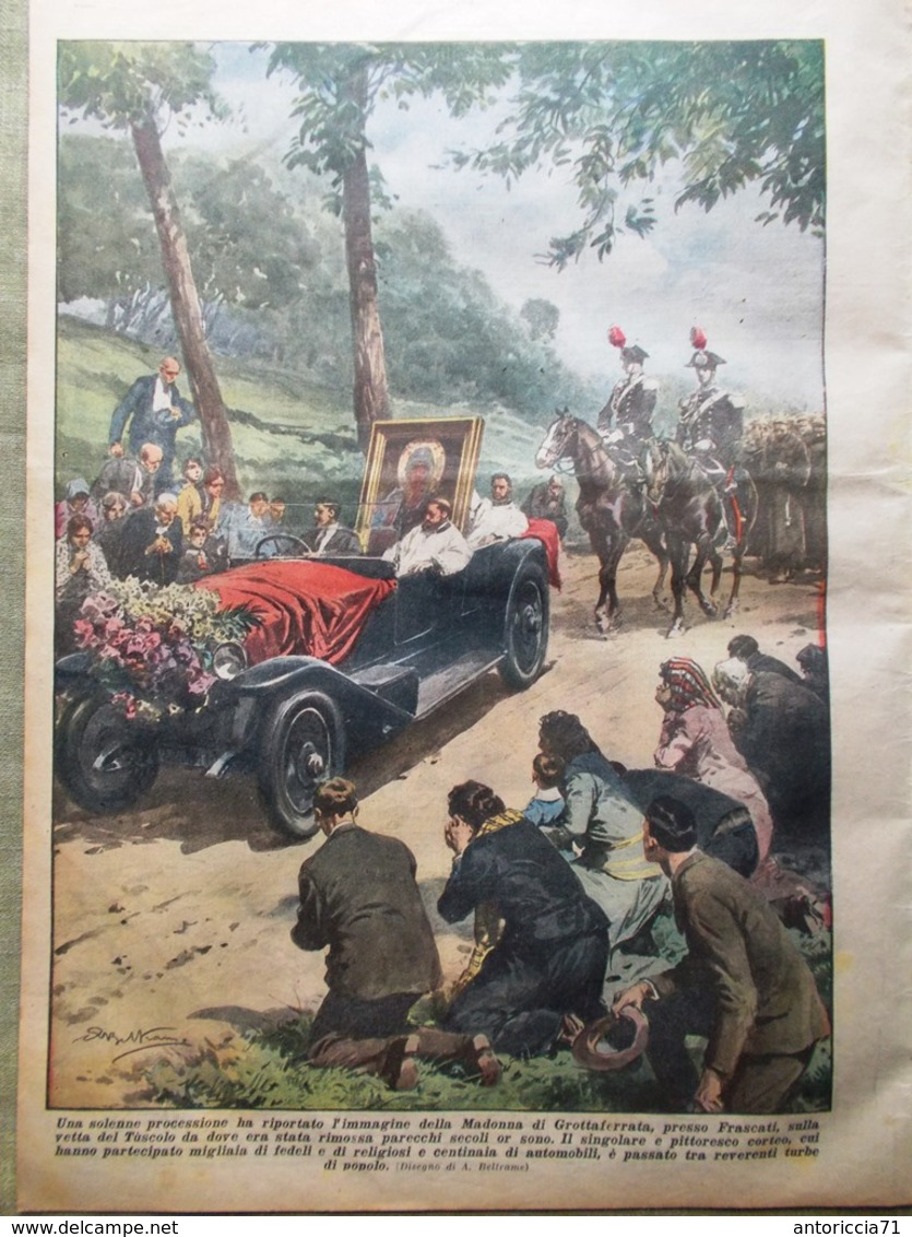 La Domenica Del Corriere 31 Agosto 1930 Madonna Grottaferrata Mussolini Tirreno - Altri & Non Classificati