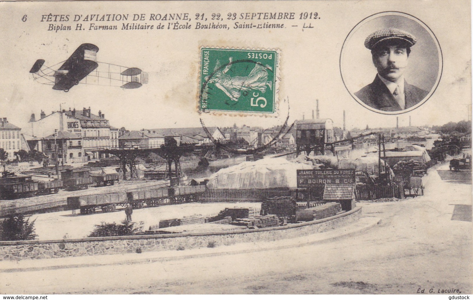 Fête D'aviation De Roanne, 21. 22. 23 Septembre 1912 - Biplan H. Farman Militaire De L'école Bouthéon, St-Etienne - Aviateurs