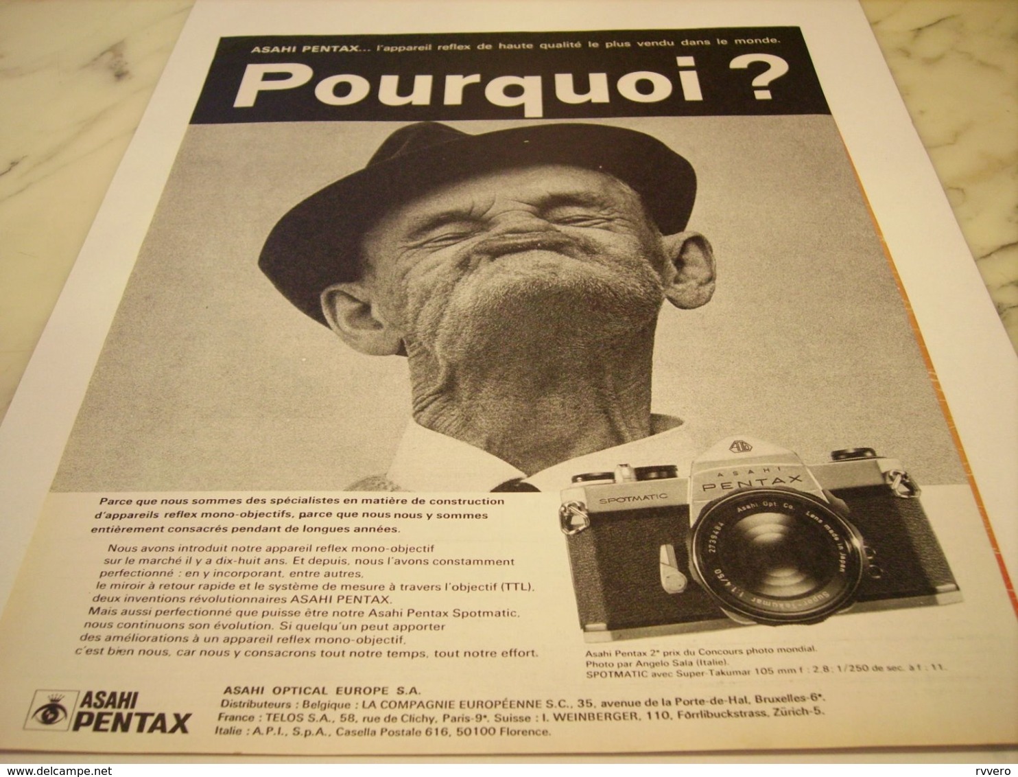 ANCIENNE PUBLICITE APPAREIL PHOTO  ASAHI PENTAX POURQUOI 1971 - Otros & Sin Clasificación