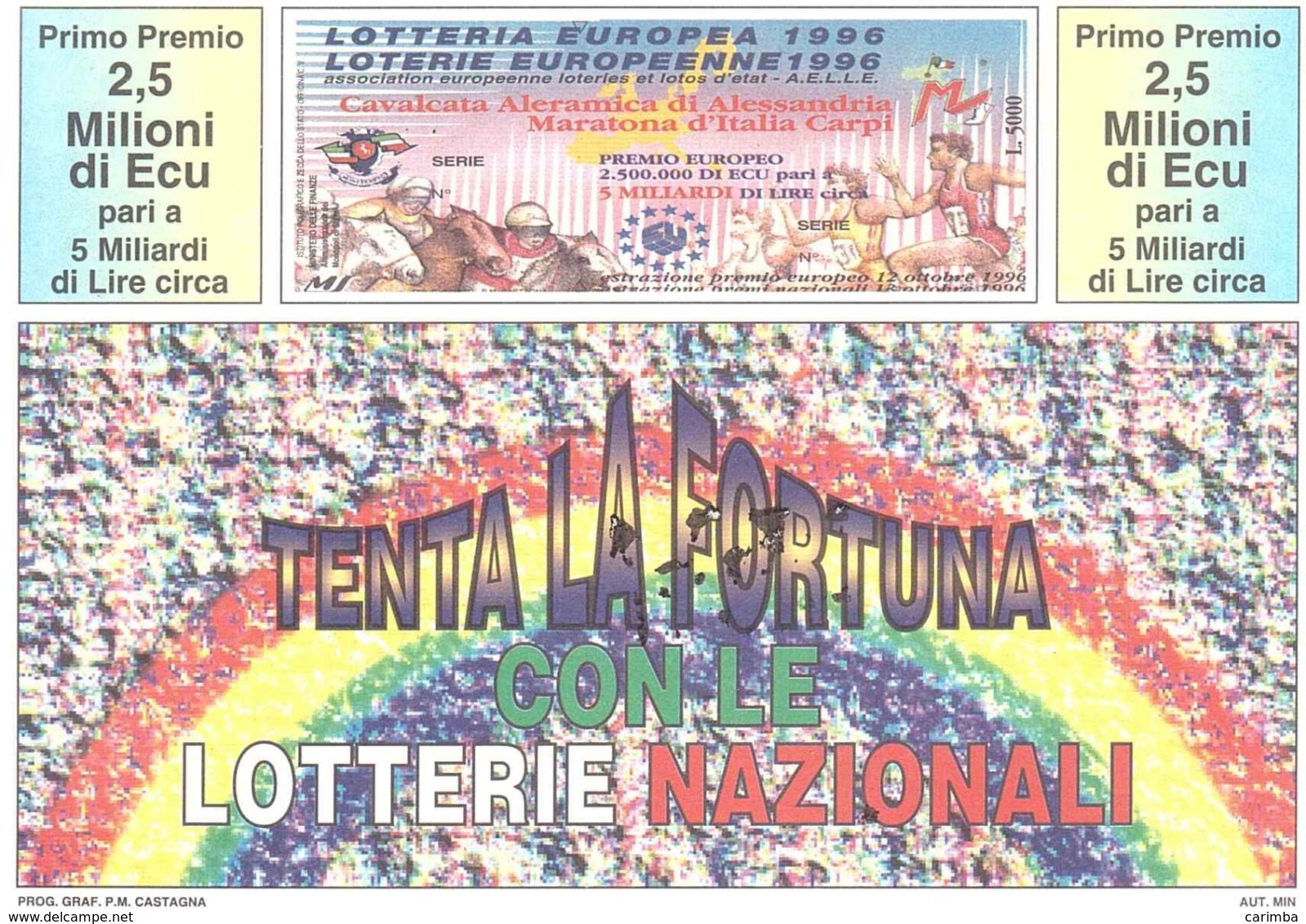 1996 £750 FIERA DEL LEVANTE BARI SU CARTOLINA LOTTERIE NAZIONALI - Pubblicitari