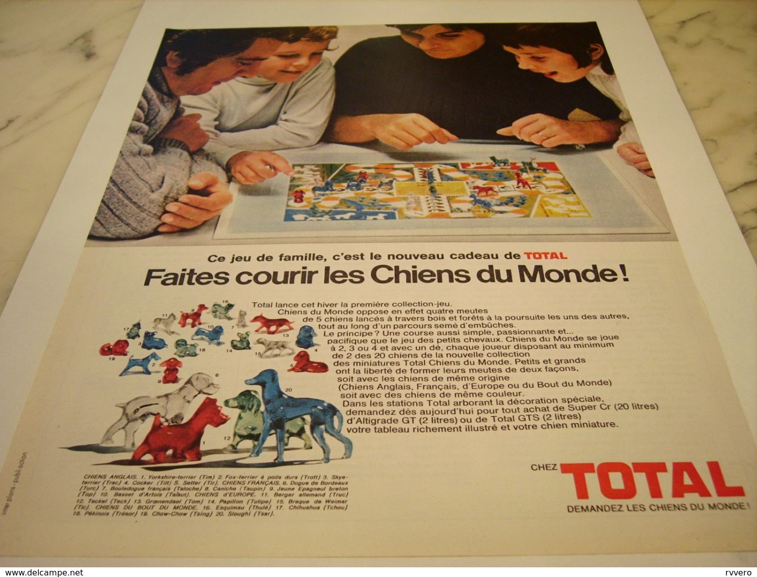 ANCIENNE PUBLICITE LES CHIEN DU MONDES DE TOTAL 1971 - Other & Unclassified